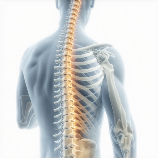 Spinal Alignment and Hypermobile Joint Compensation Illustration showing the difference between a locked mid-back and over-stretched lower back joints.