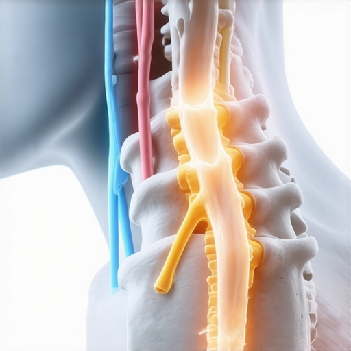 A detailed anatomical view of the spine and nerves explaining the impact of chiropractic adjustments.