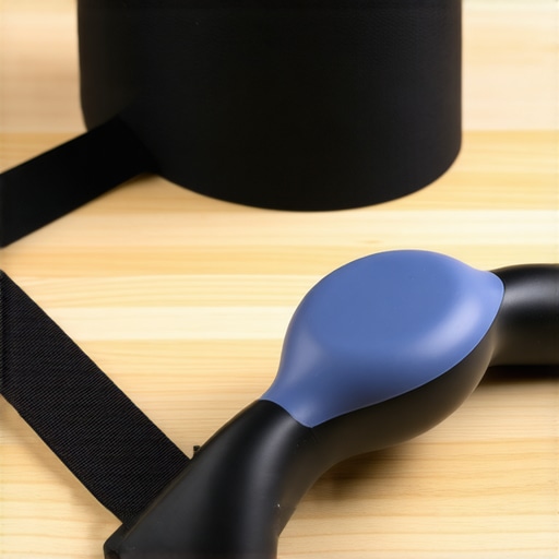 A sub-occipital release block and resistance band on a desk representing chiropractic maintenance tools.