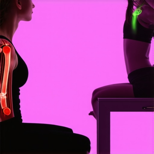 A visual comparison of rigid forced posture versus healthy dynamic sitting posture for back pain relief.