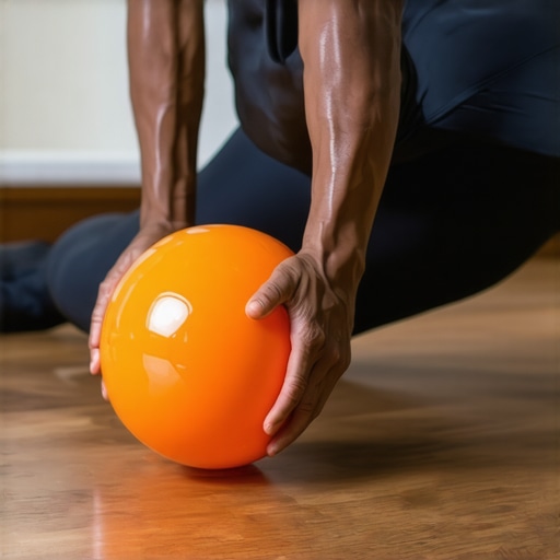 Targeted Hip Mobility Using a Lacrosse Ball Person using a lacrosse ball for trigger point release on the hip to relieve lower back pain