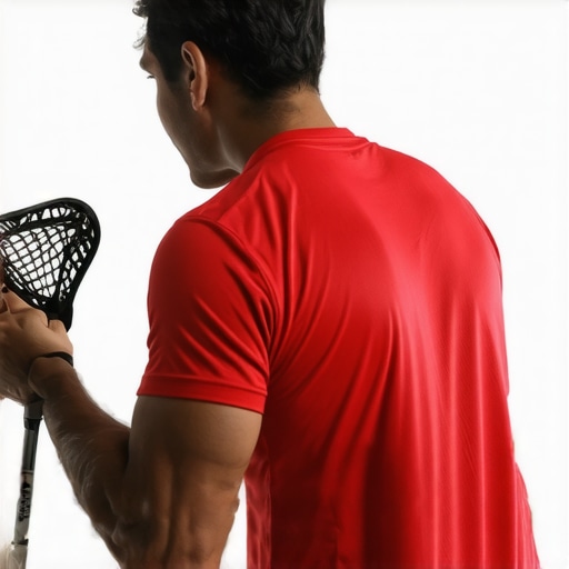 Targeted Muscle Release with a Lacrosse Ball A person performing a tack and stretch mobility technique using a lacrosse ball on their upper back.
