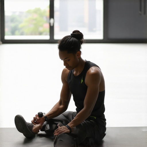 Targeted Myofascial Release for Back Tension Close-up of person using a trigger point ball for upper back mobility