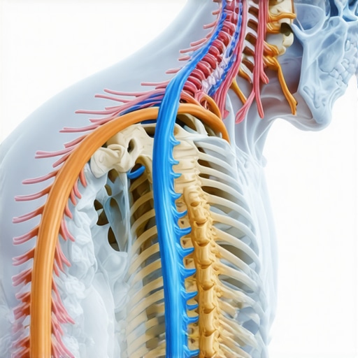 The Neurological Connection of Spinal Health Diagram of human spinal nervous system showing connection between neck and lower back posture.