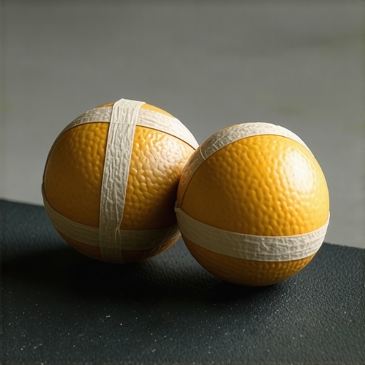 A DIY peanut mobility tool made of two lacrosse balls used for thoracic spine health.