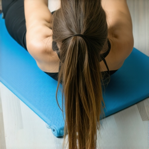A person performing a thoracic extension on a foam roller to help relieve rib and mid-back pain.