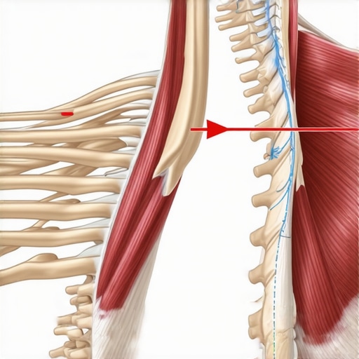 Diagram of neck muscles showing protective tension and spinal alignment