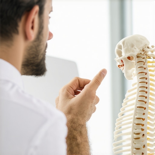 Understanding Spinal Alignment and Nerve Health Chiropractor explaining spinal mechanics using a model to show how adjustments improve mobility.