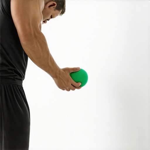 Using a Lacrosse Ball for Targeted Myofascial Release Person performing trigger point therapy with a lacrosse ball against a wall for lower back relief.