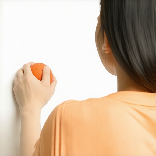 Using a Lacrosse Ball for Targeted Myofascial Release A person demonstrating how to use a Lacrosse ball for spinal maintenance and muscle knots.