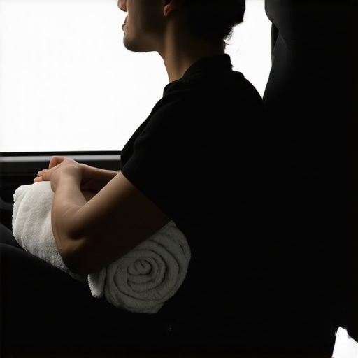 Using a lumbar roll for car ergonomics Close-up of a driver placing a lumbar support roll against their lower back to prevent sciatica pain.